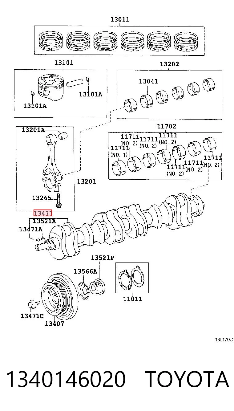 1340146020 Toyota Колінвал двигуна
