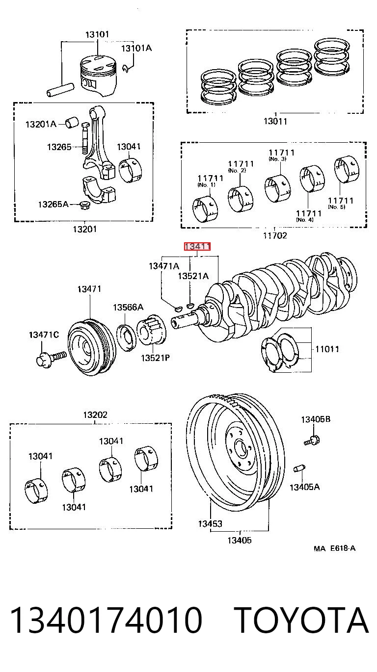 1340174010 Toyota Колінвал двигуна