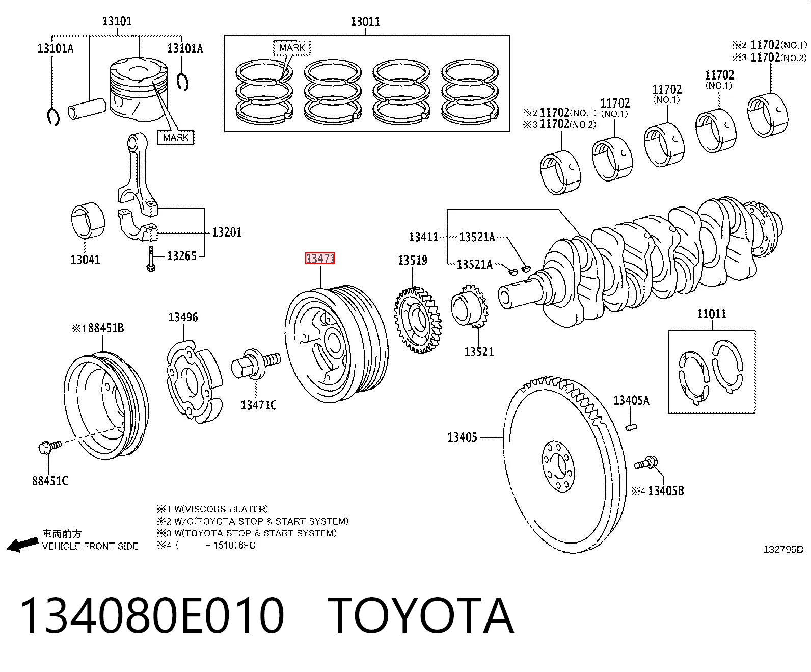 134080E010 Toyota Демпфер колінвалу