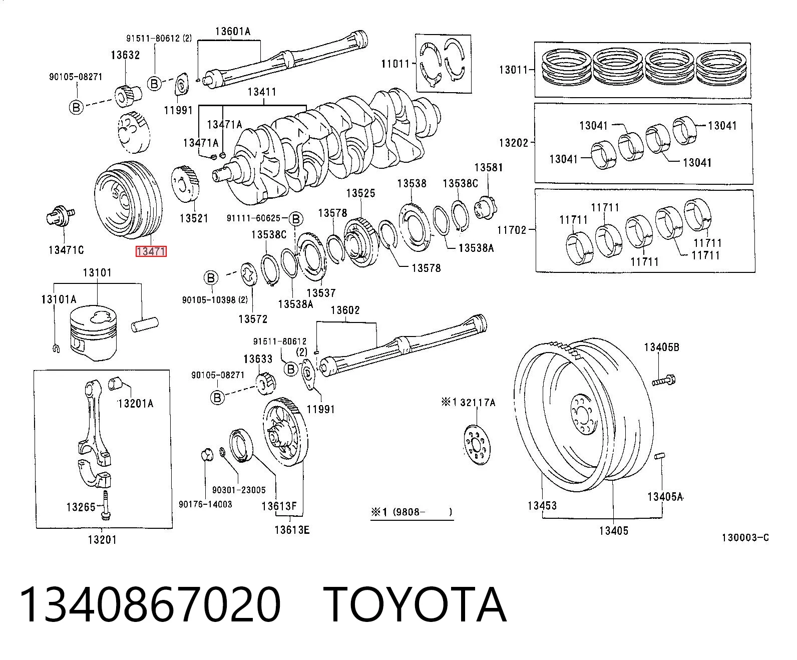 1340867020 Toyota Демпфер колінвалу