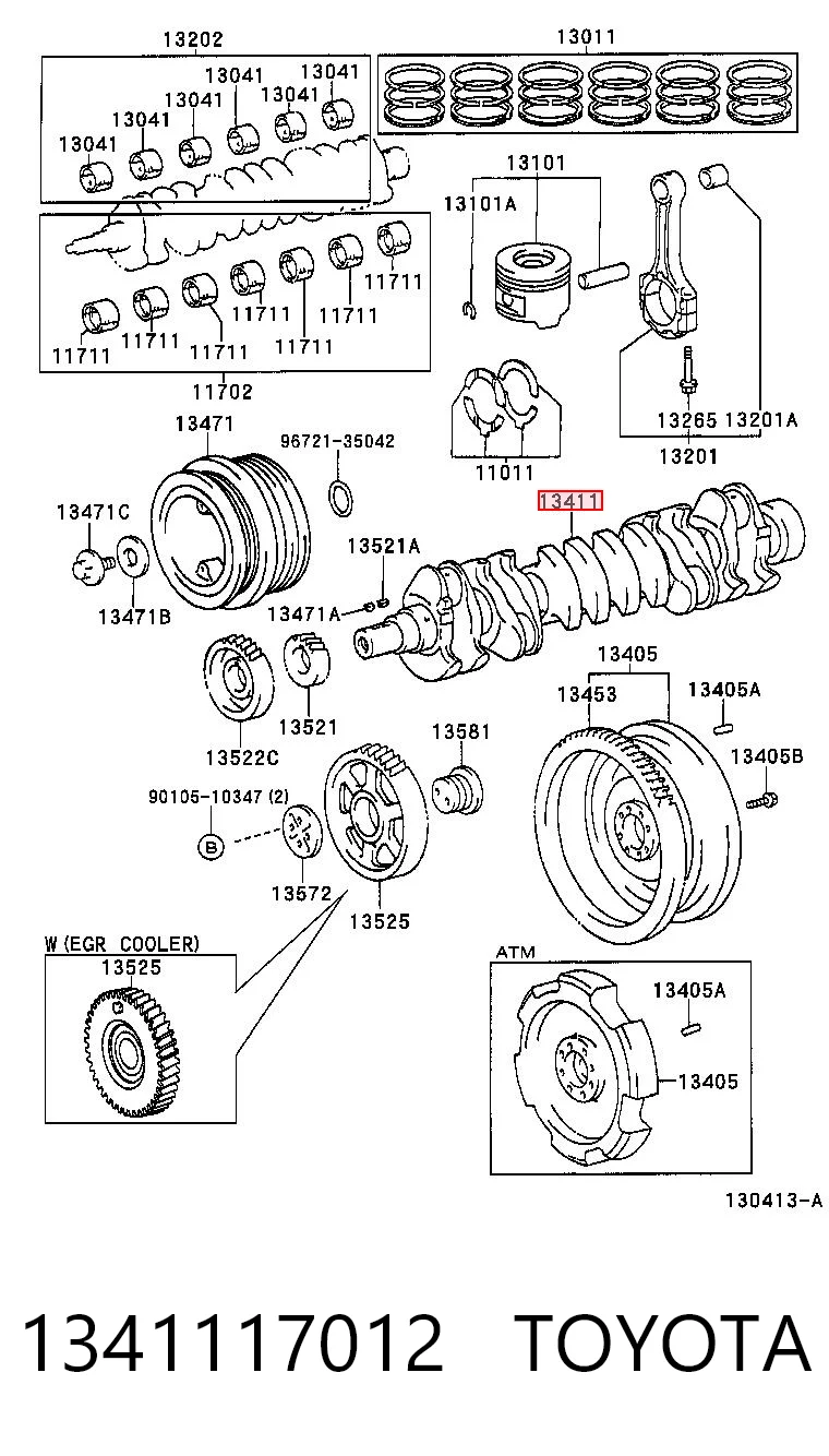 1341117012 Toyota Колінвал двигуна