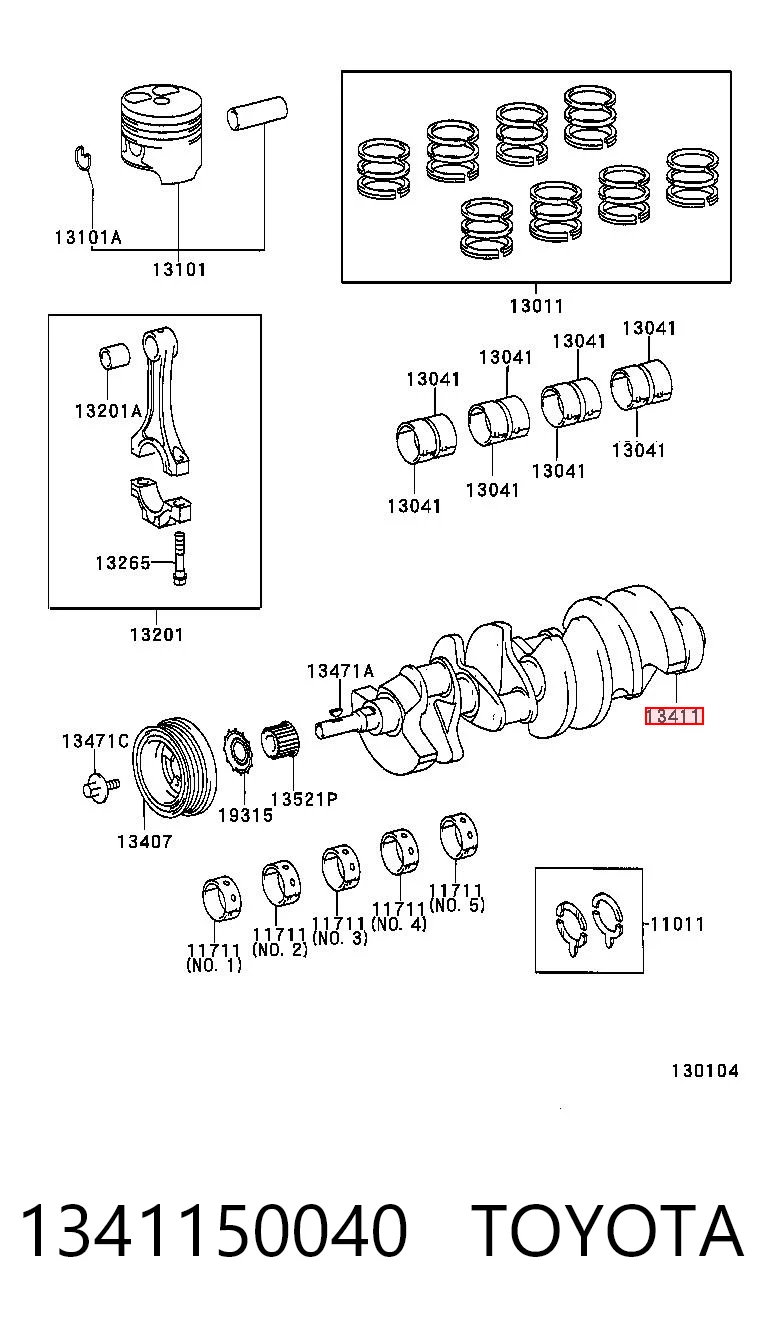 1341150040 Toyota Колінвал двигуна