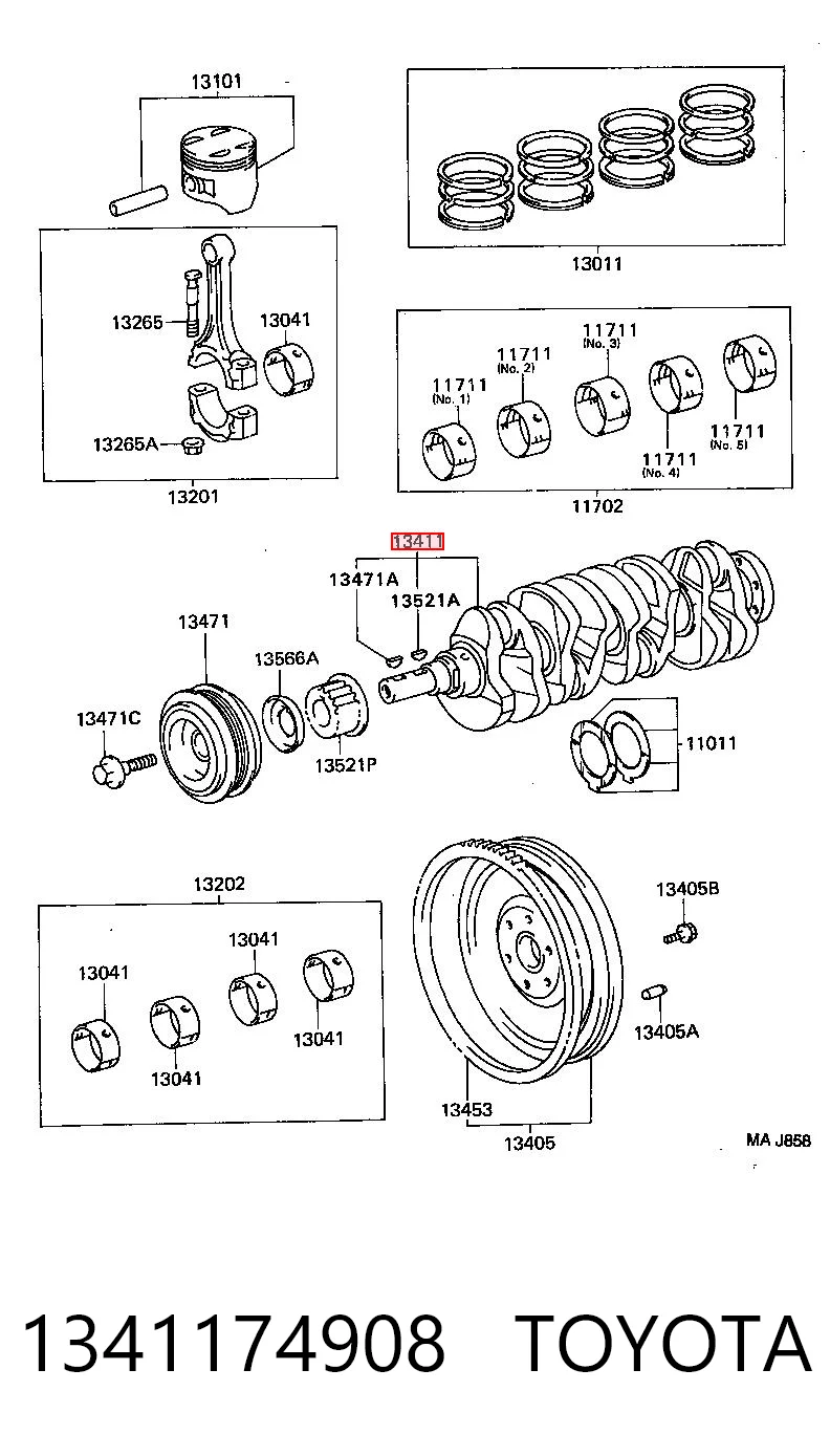 1341174908 Toyota Колінвал двигуна