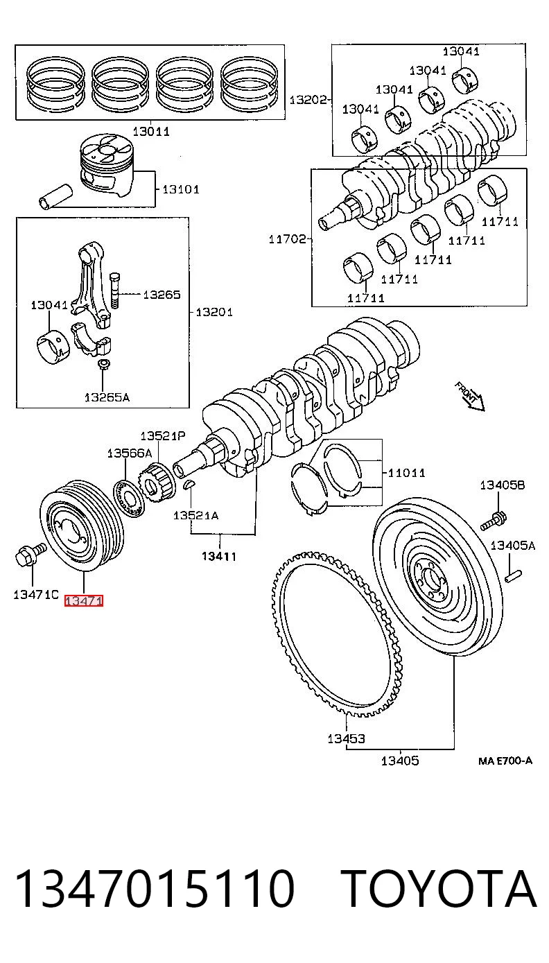 Шків колінвала (демпфер ) Toyota Corolla седан (E11) (1997 - 2001) ціна, від 63.11 USD