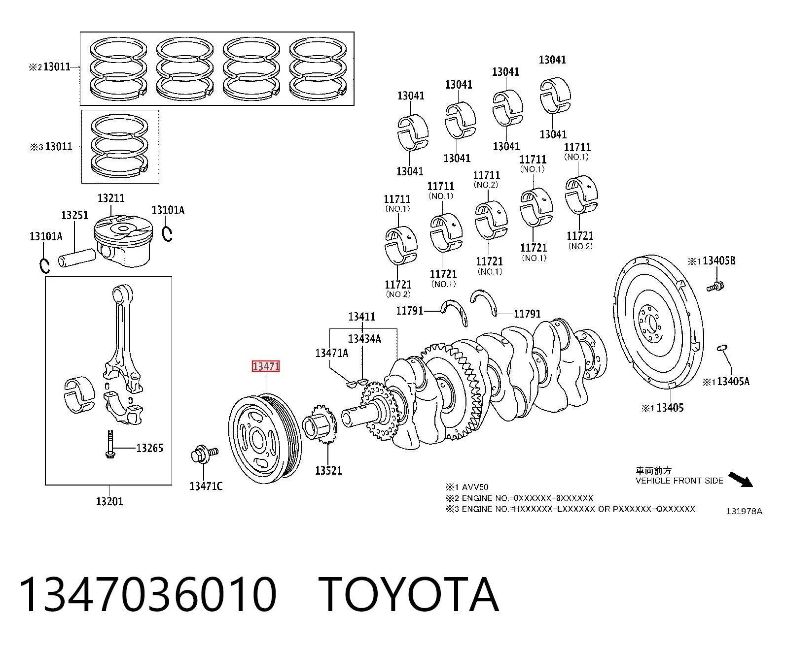 1347036010 Toyota Демпфер колінвалу