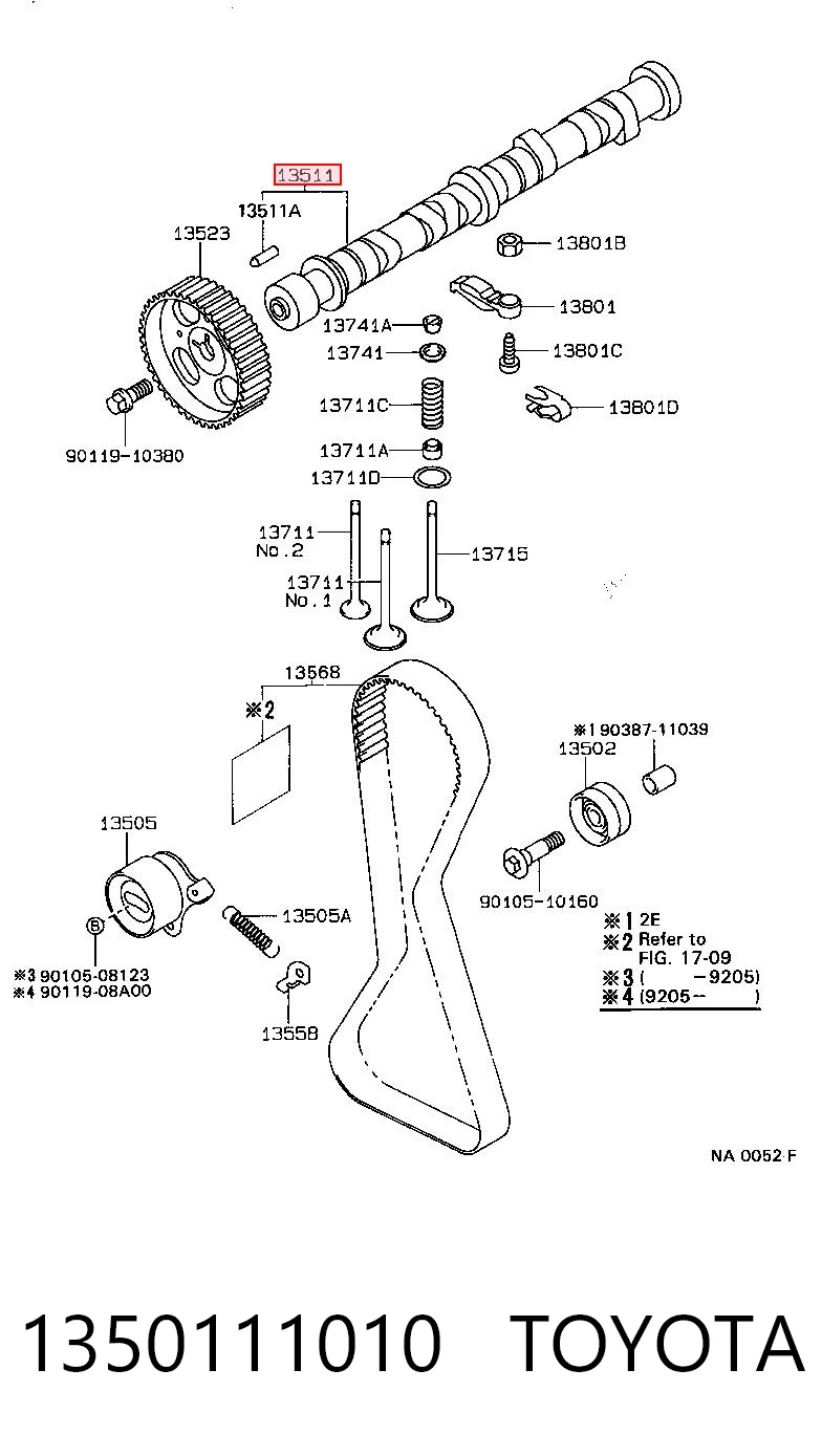 1350111010 Toyota Вал розподільний