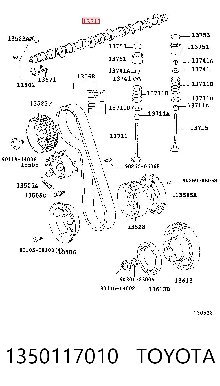 1350117010 Toyota Вал розподільний
