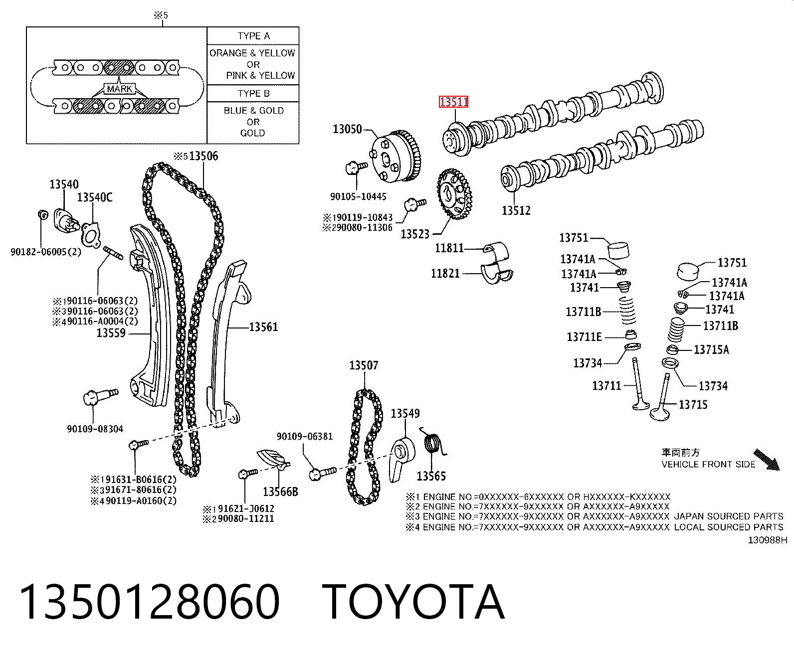 1350128060 Toyota Вал розподільний