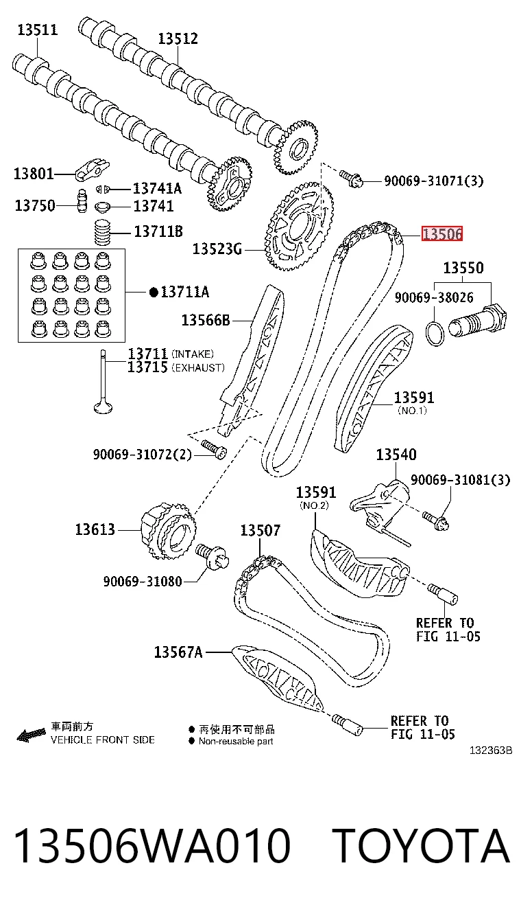 13506WA010 Toyota Ланцюг ГРМ, верхня