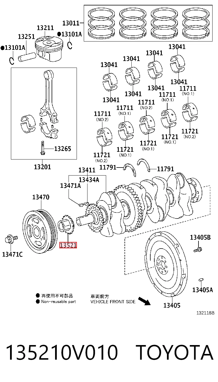 135210V010 Toyota Зірка-шестерня приводу коленвалу двигуна