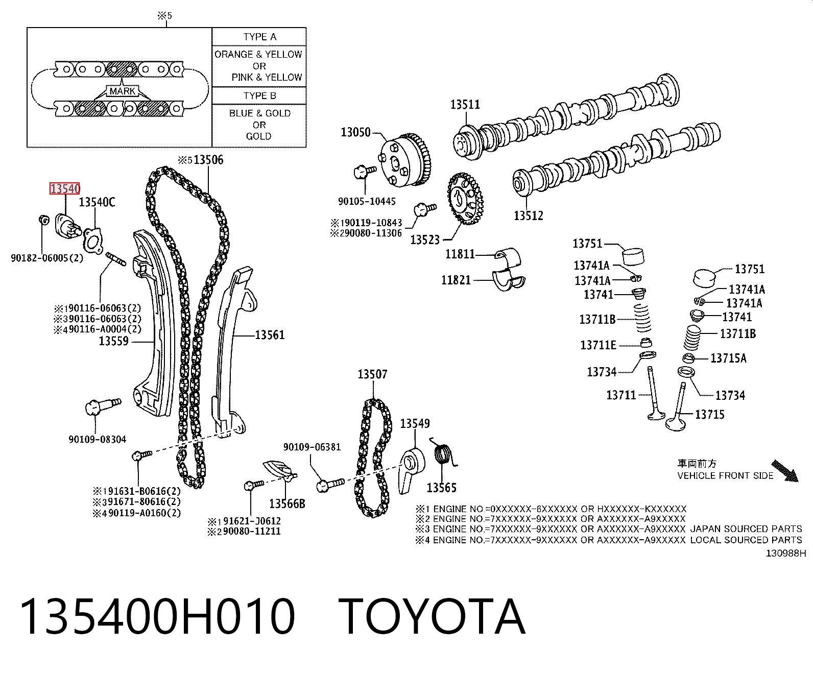 135400H010 Toyota Натягувач ременя ГРМ