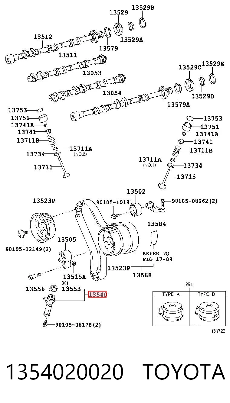 1354020020 Toyota Натягувач ременя ГРМ