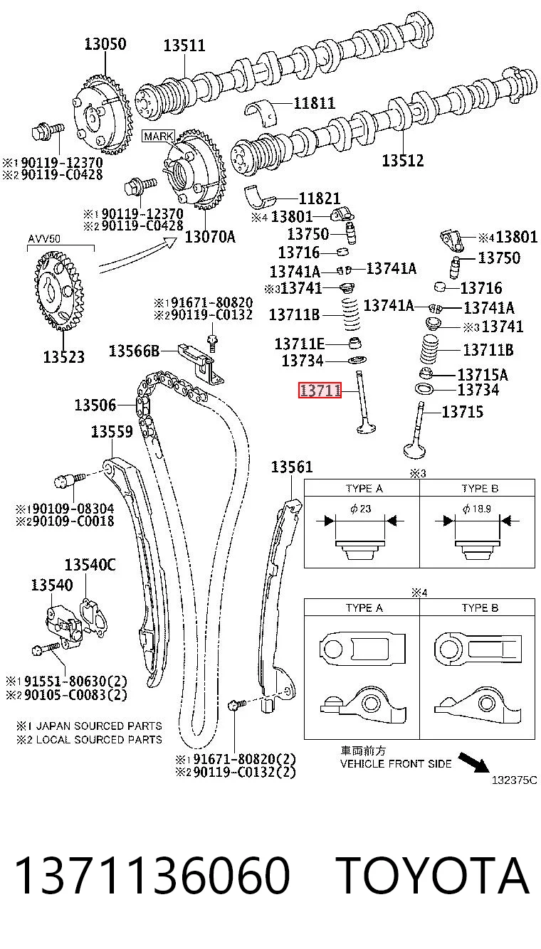 1371136060 Toyota Клапан впускний