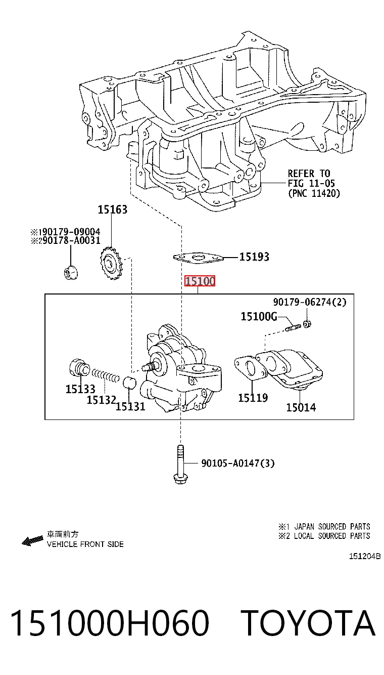 Масляний насос двигуна на Toyota Highlander I ACU2, MCU2