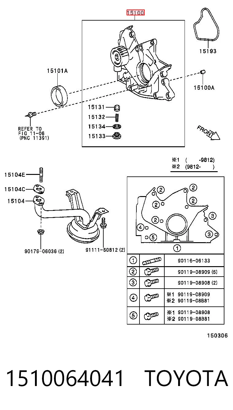 1510064041 Toyota Масляний насос двигуна