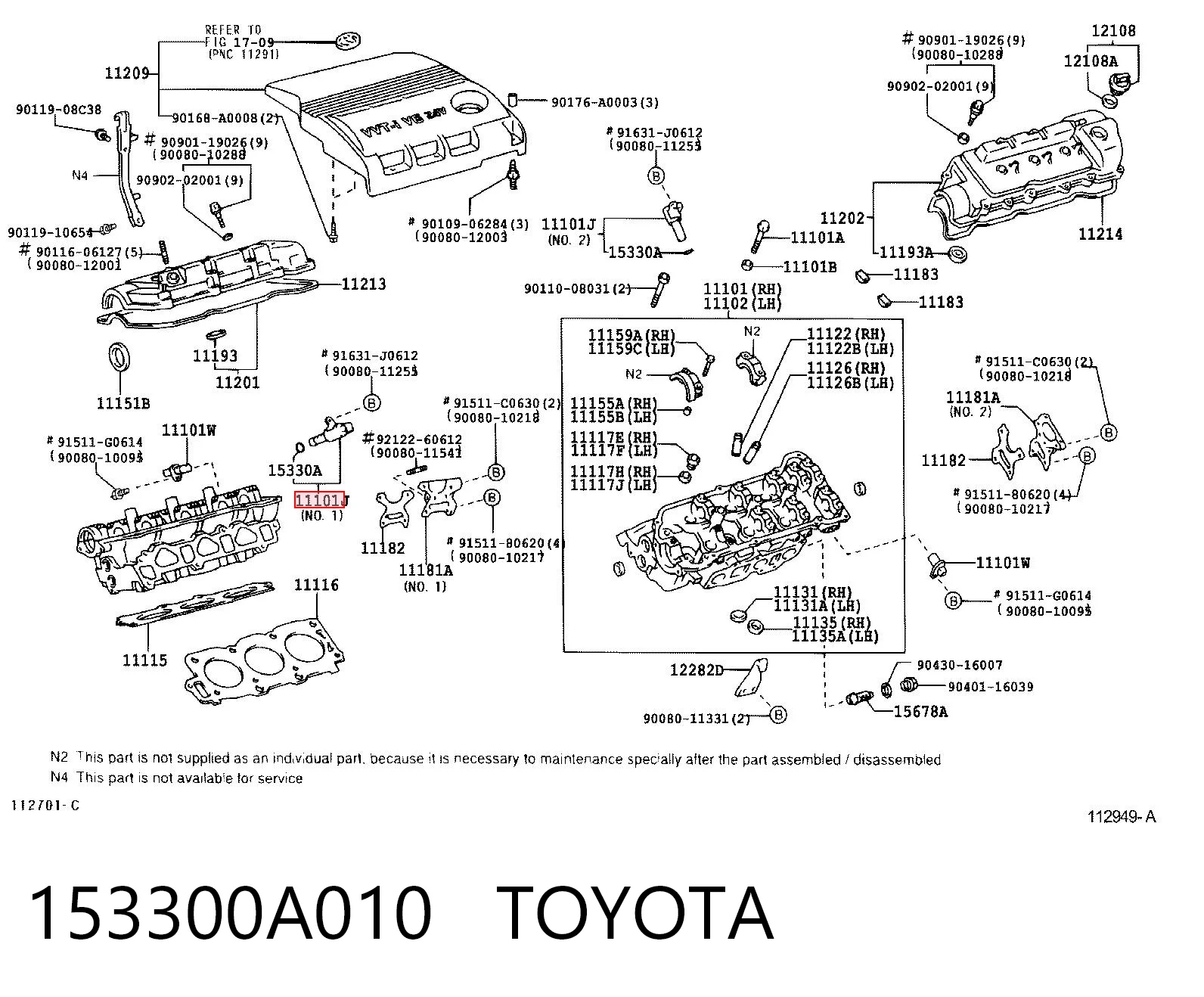 153300A010 Toyota Клапан електромагнітний положення (фаз) розподвала, правий