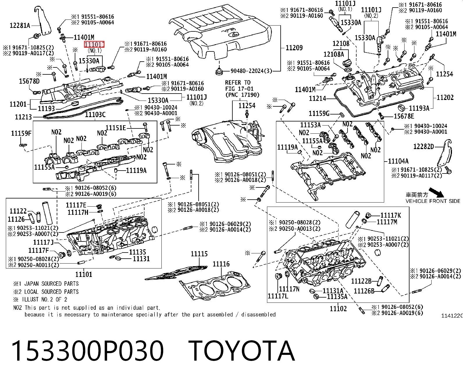 153300P030 Toyota Клапан електромагнітний положення розподільного