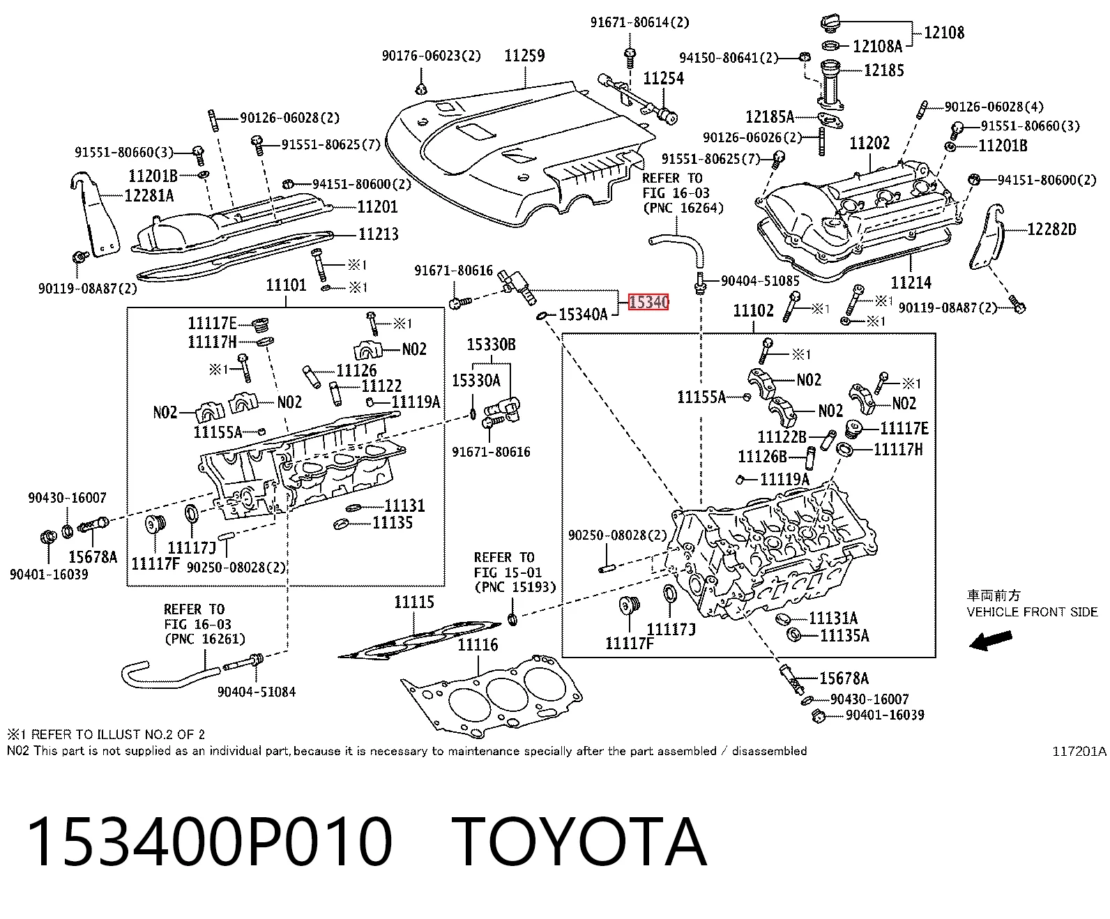 153400P010 Toyota Клапан електромагнітний положення розподільного, лівий