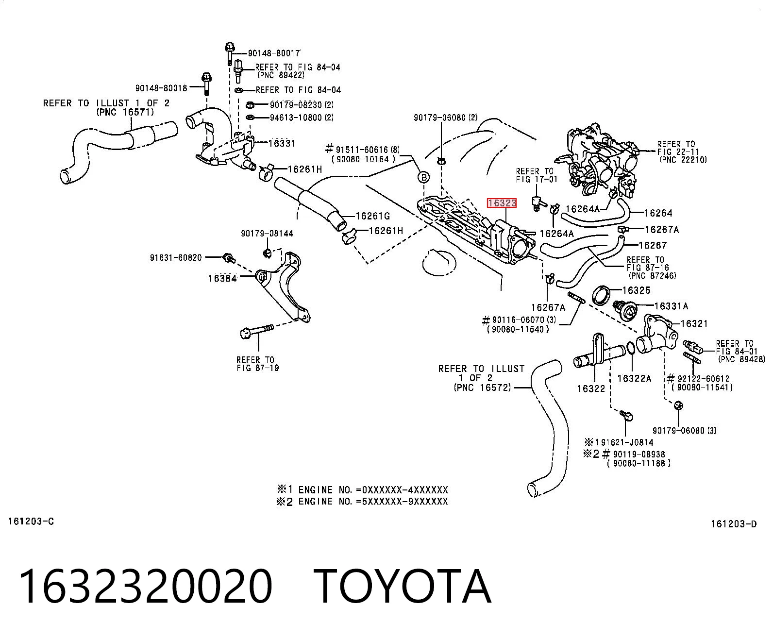 1632320020 Toyota Корпус термостата в зборі