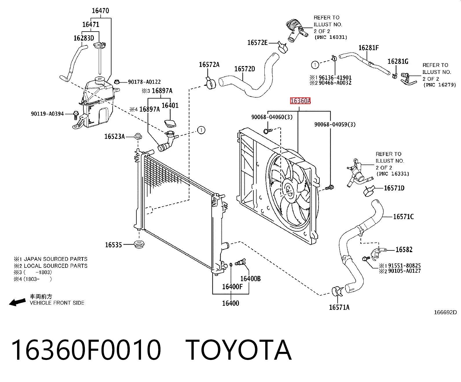 16360F0010 Toyota Дифузор радіатора охолодження, в зборі з мотором і крильчаткою