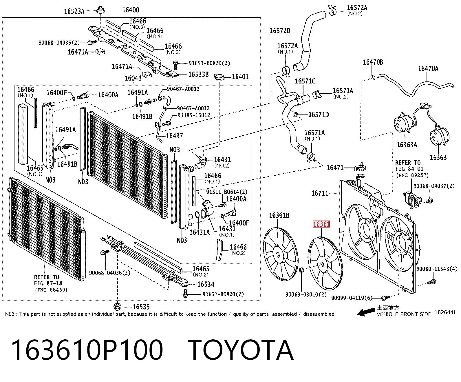 163610P100 Toyota Дифузор вентилятора