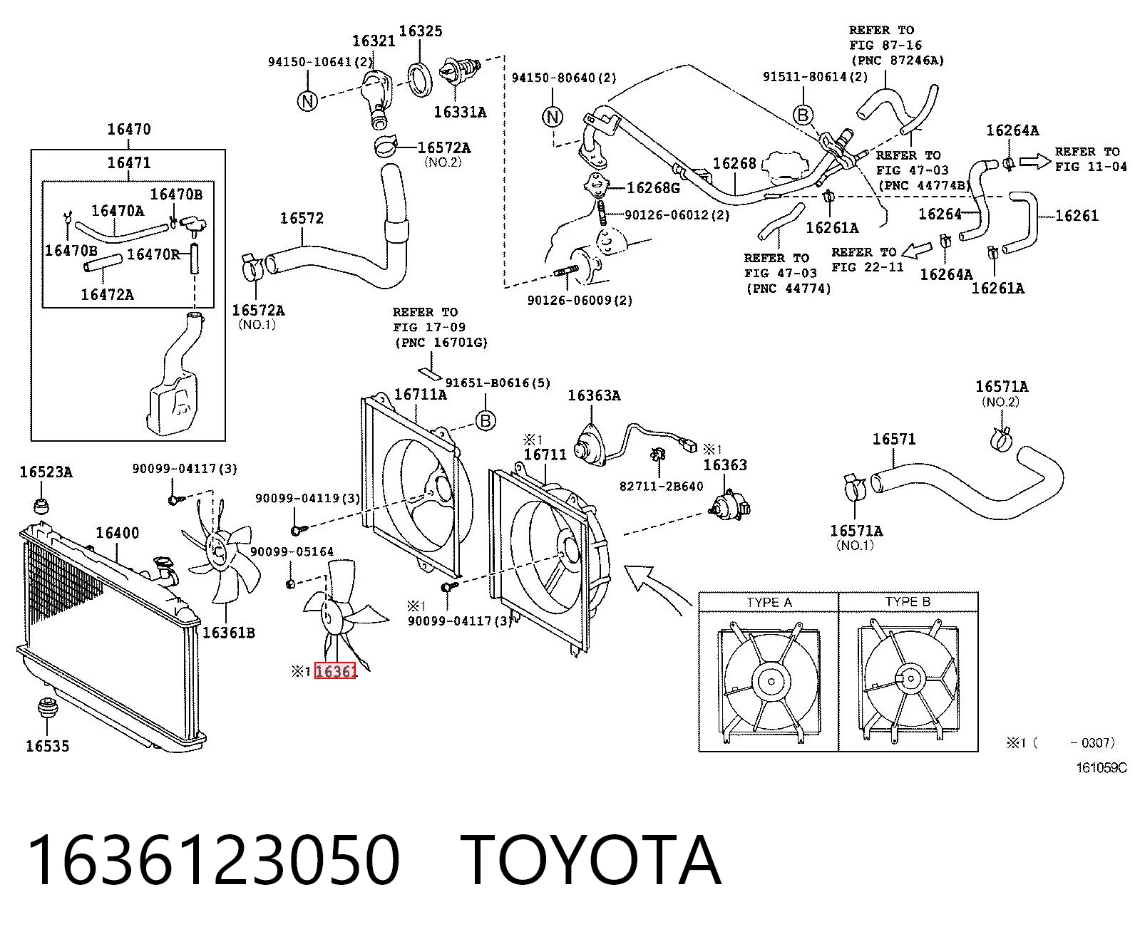 1636123050 Toyota Вентилятор радіатора охолодження, лівий