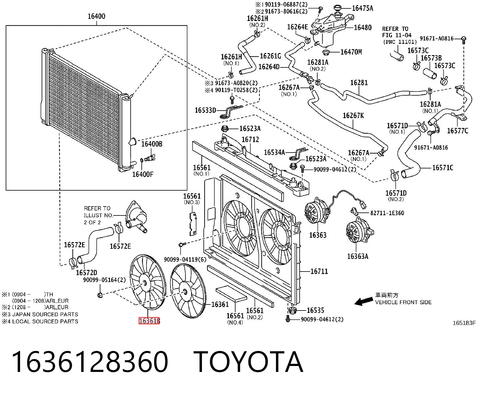 1636128360 Toyota Вентилятор кондиціонера, правий