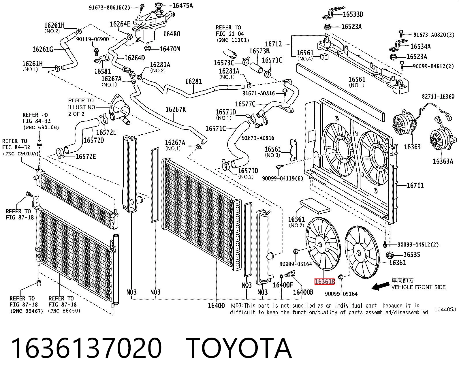 1636137020 Toyota Вентилятор кондиціонера, правий