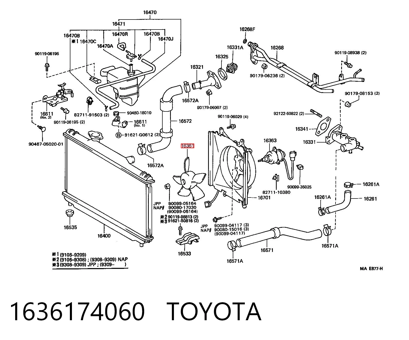 1636174060 Toyota Дифузор (кожух) радіатора кондиціонера