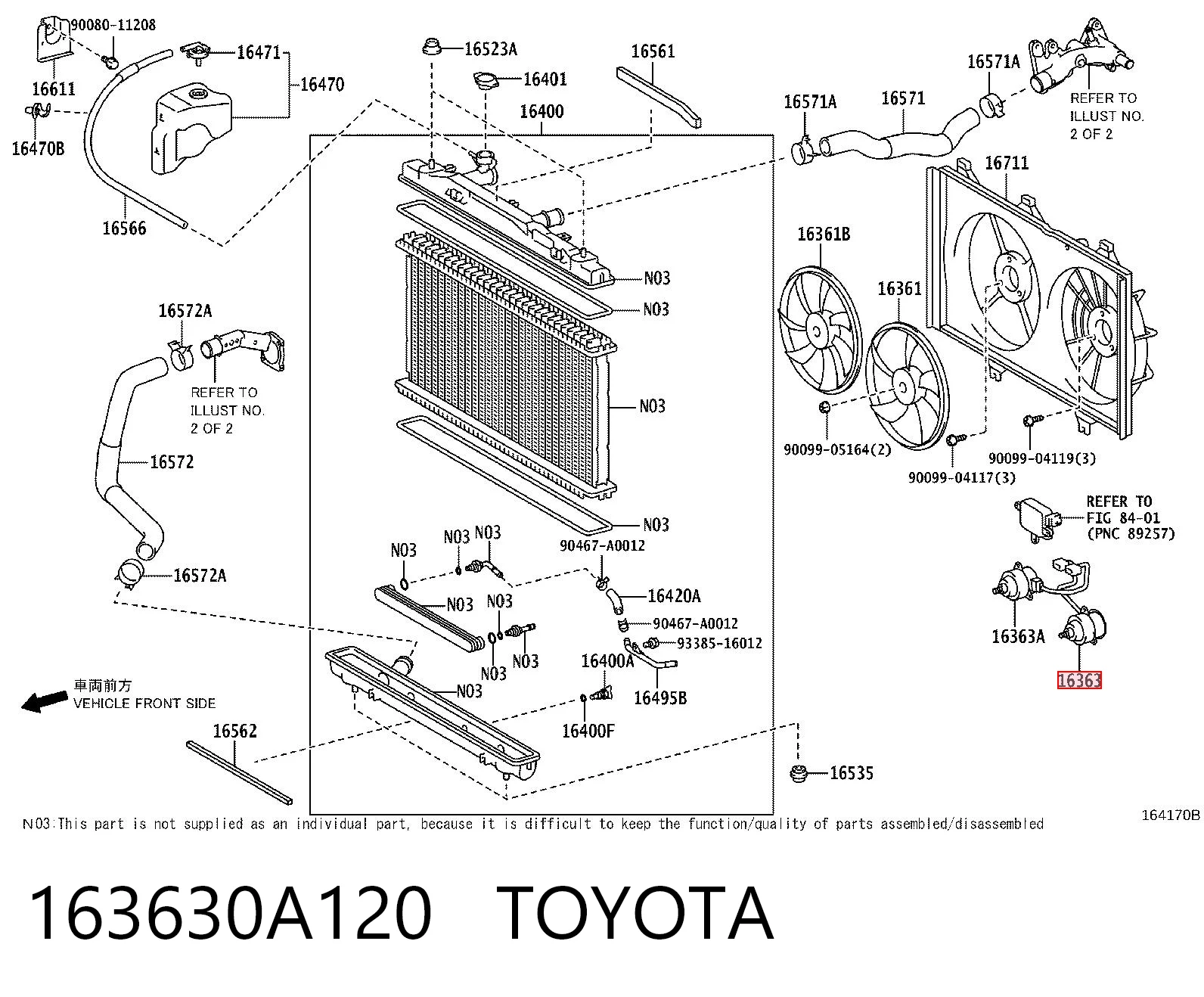 163630A120 Toyota Мотор вентилятора системи охолодження, лівий