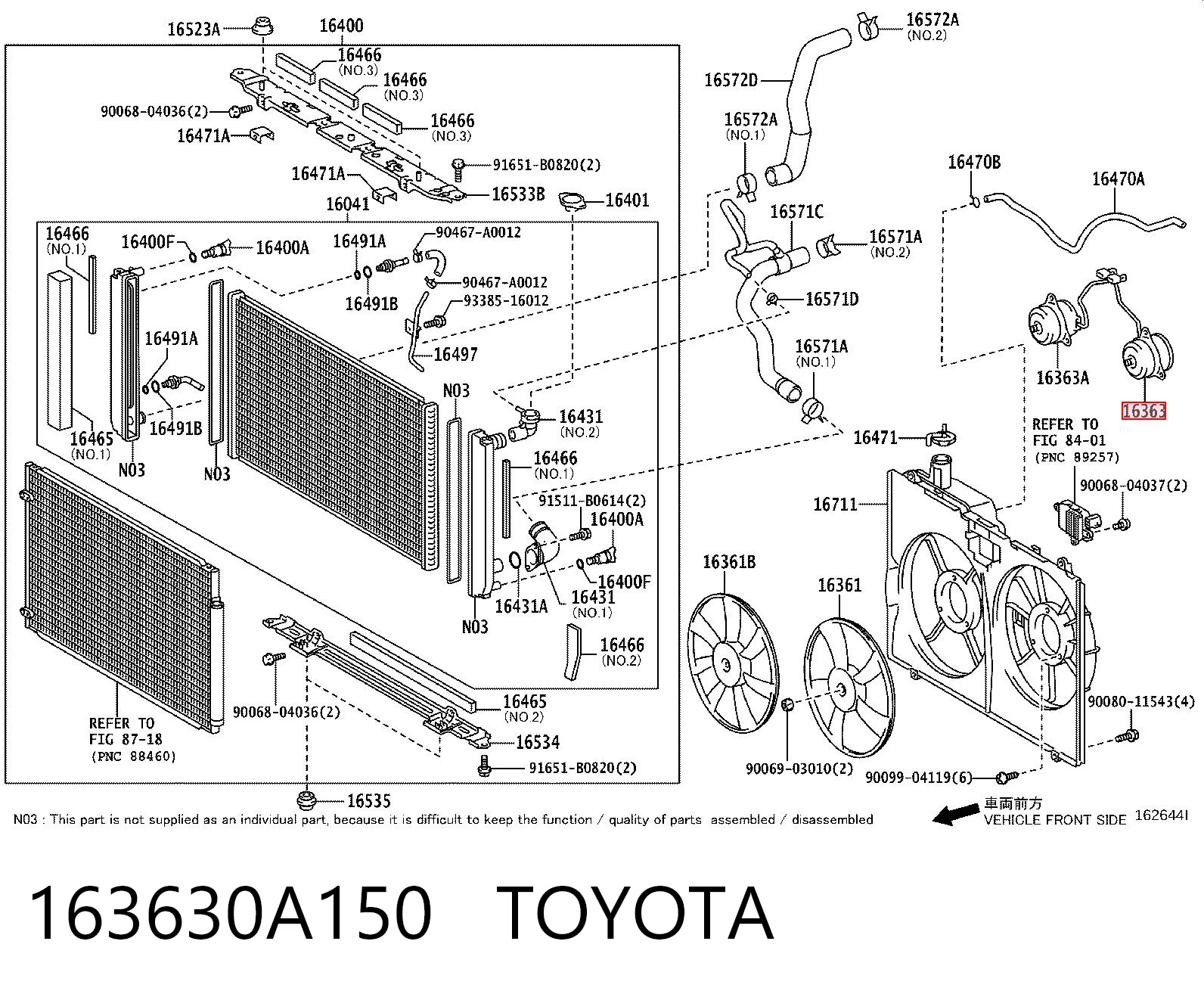 163630A150 Toyota Вентилятор кондиціонера, правий
