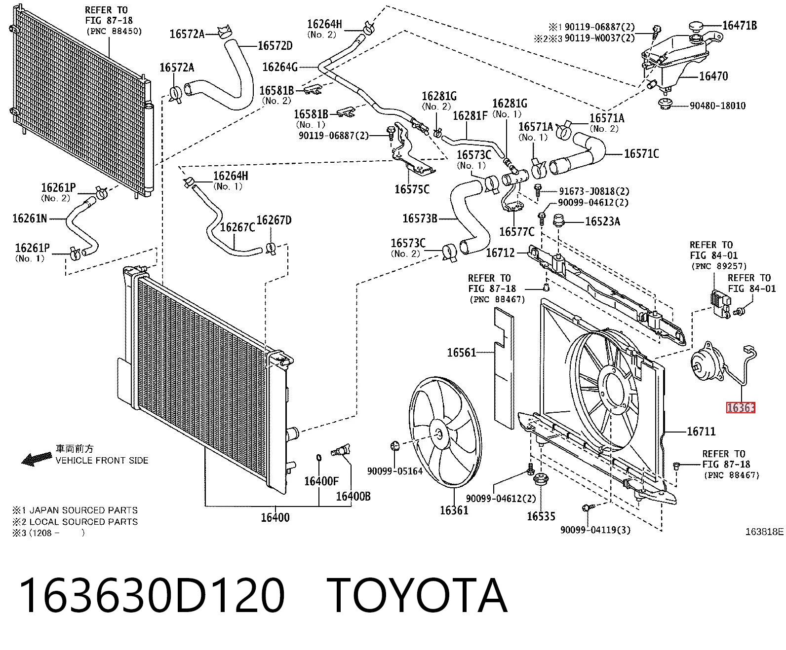 163630D120 Toyota Електродвигун вентилятора системи охолодження