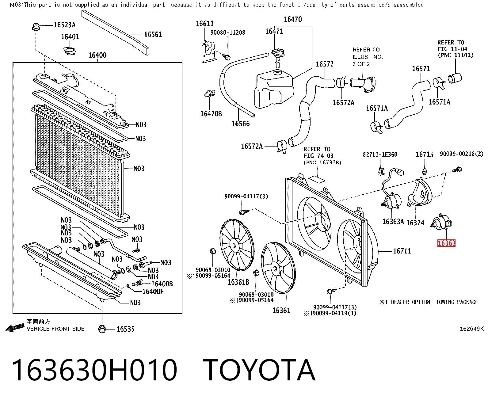163630H010 Toyota Мотор вентилятора системи охолодження, лівий