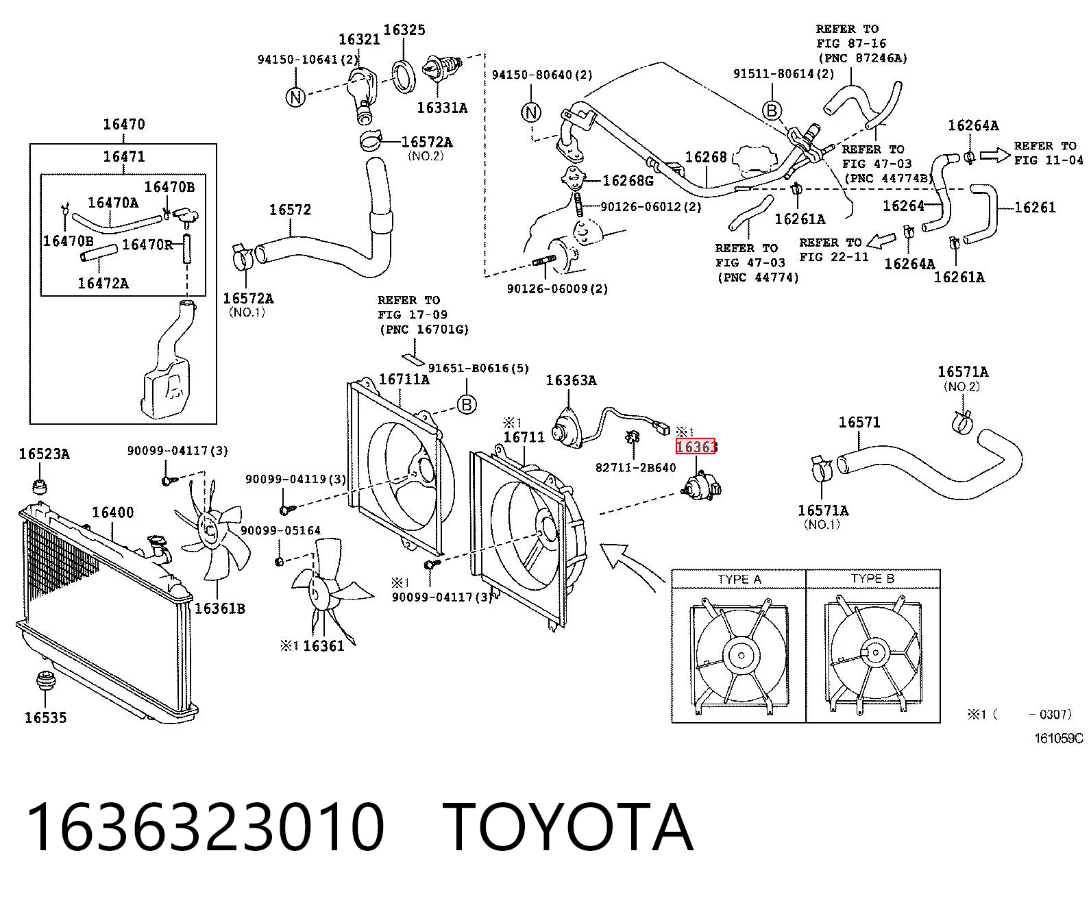 1636323010 Toyota Мотор вентилятора системи охолодження, лівий