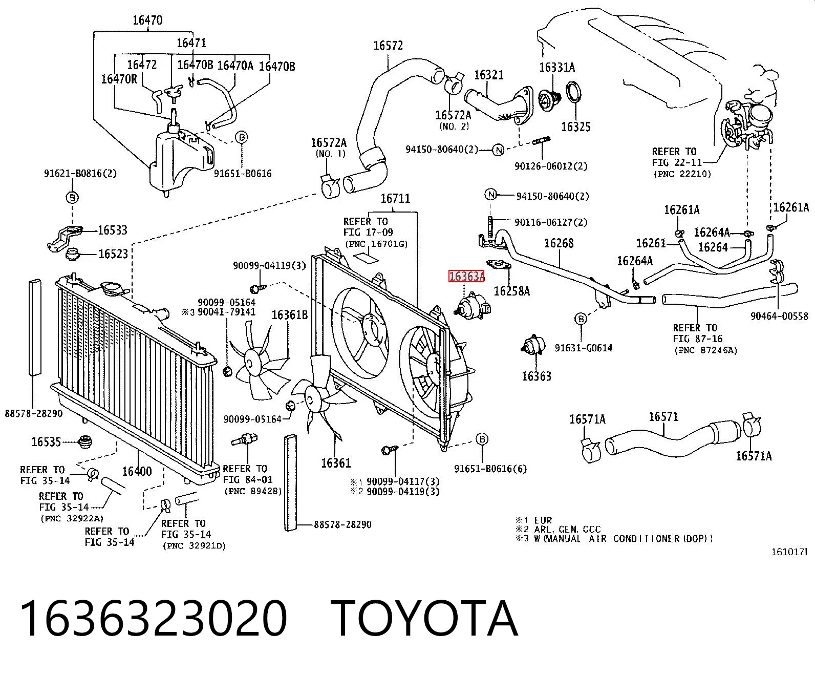 1636323020 Toyota Електродвигун вентилятора системи охолодження