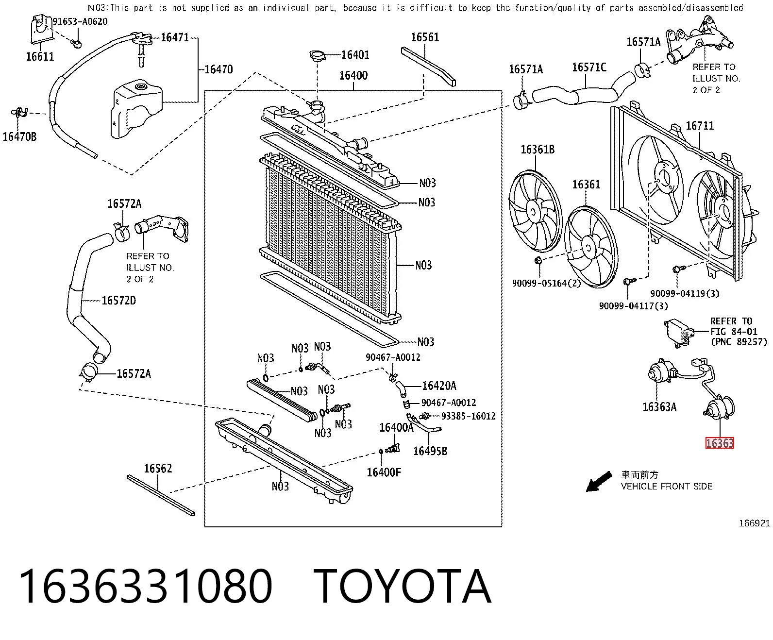 1636331080 Toyota Мотор вентилятора системи охолодження, лівий