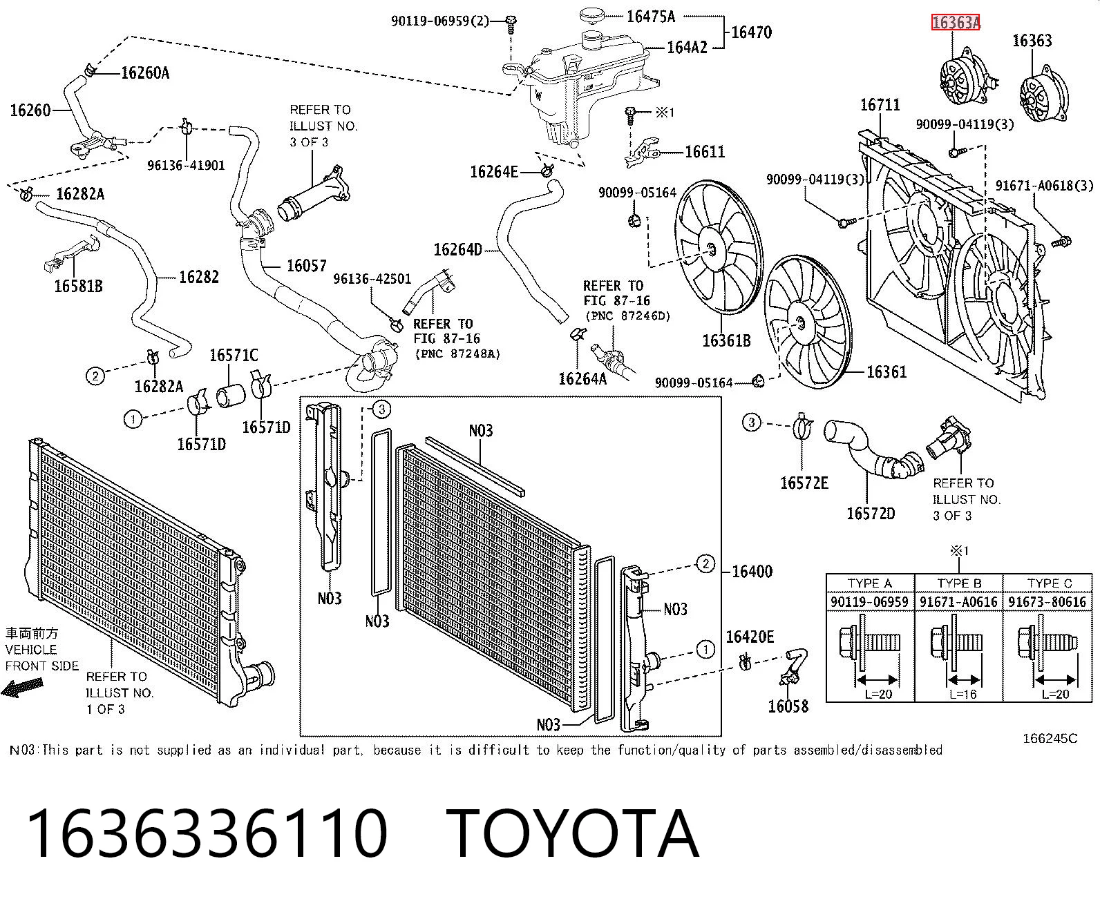 1636336110 Toyota Двигун вентилятора системи охолодження, правий