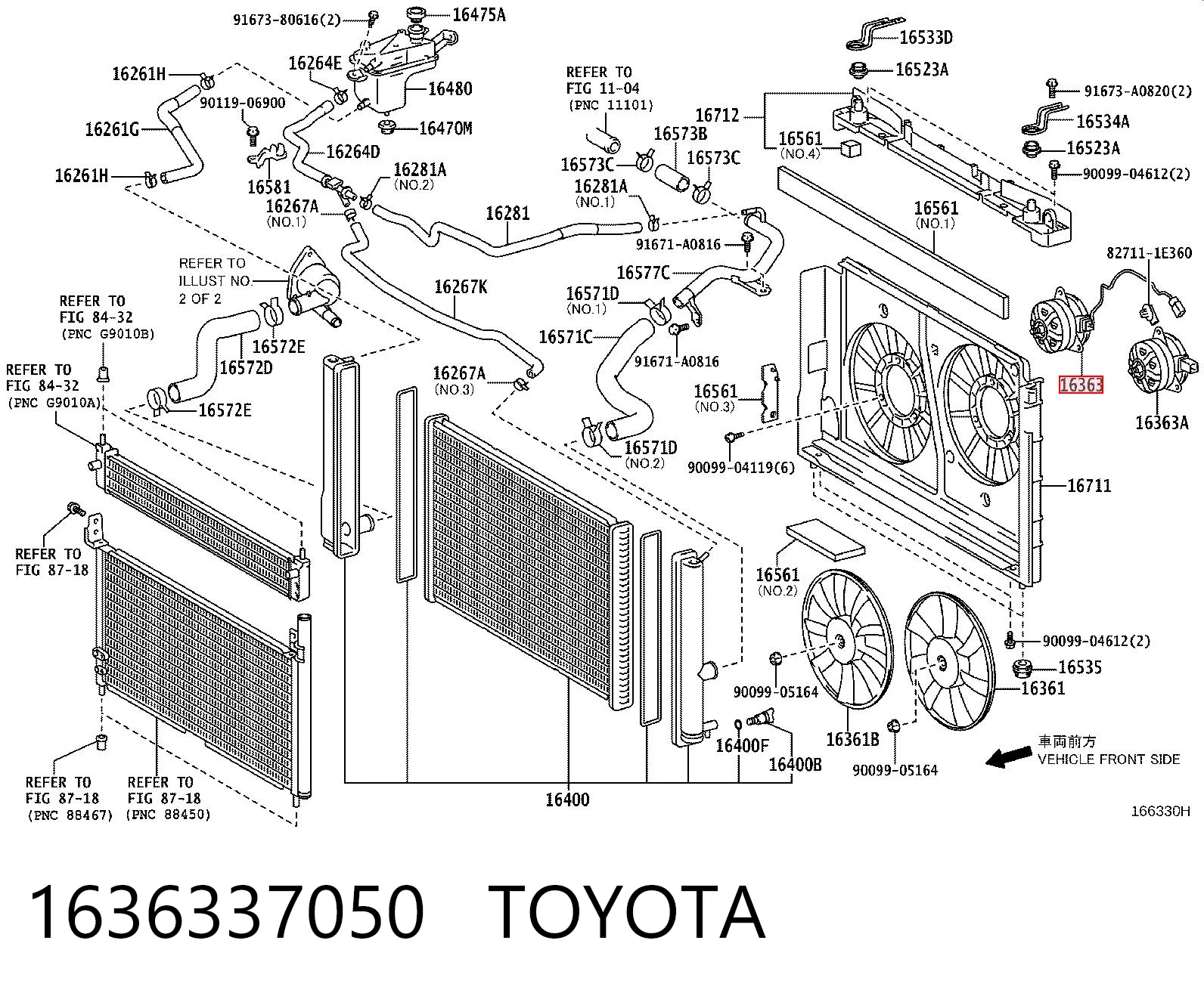 1636337050 Toyota Двигун вентилятора системи охолодження, правий