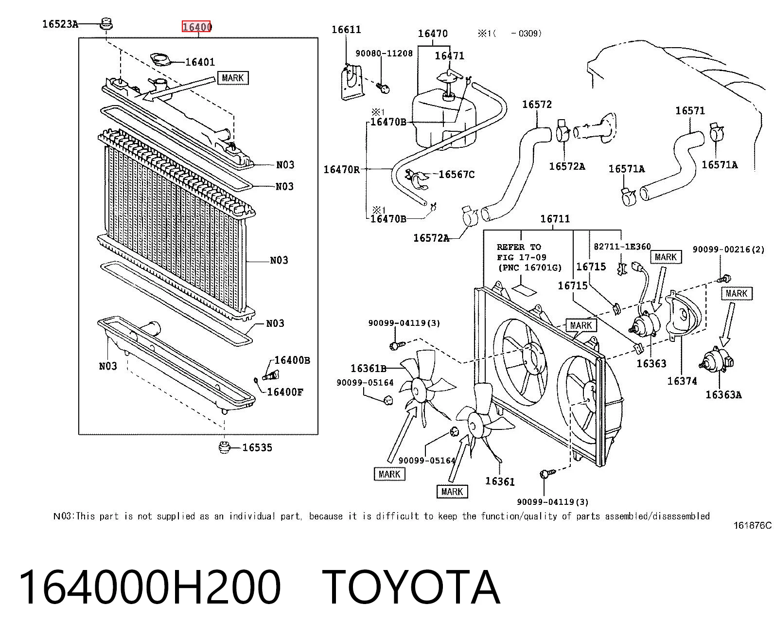 164000H200 Toyota Радіатор охолодження двигуна