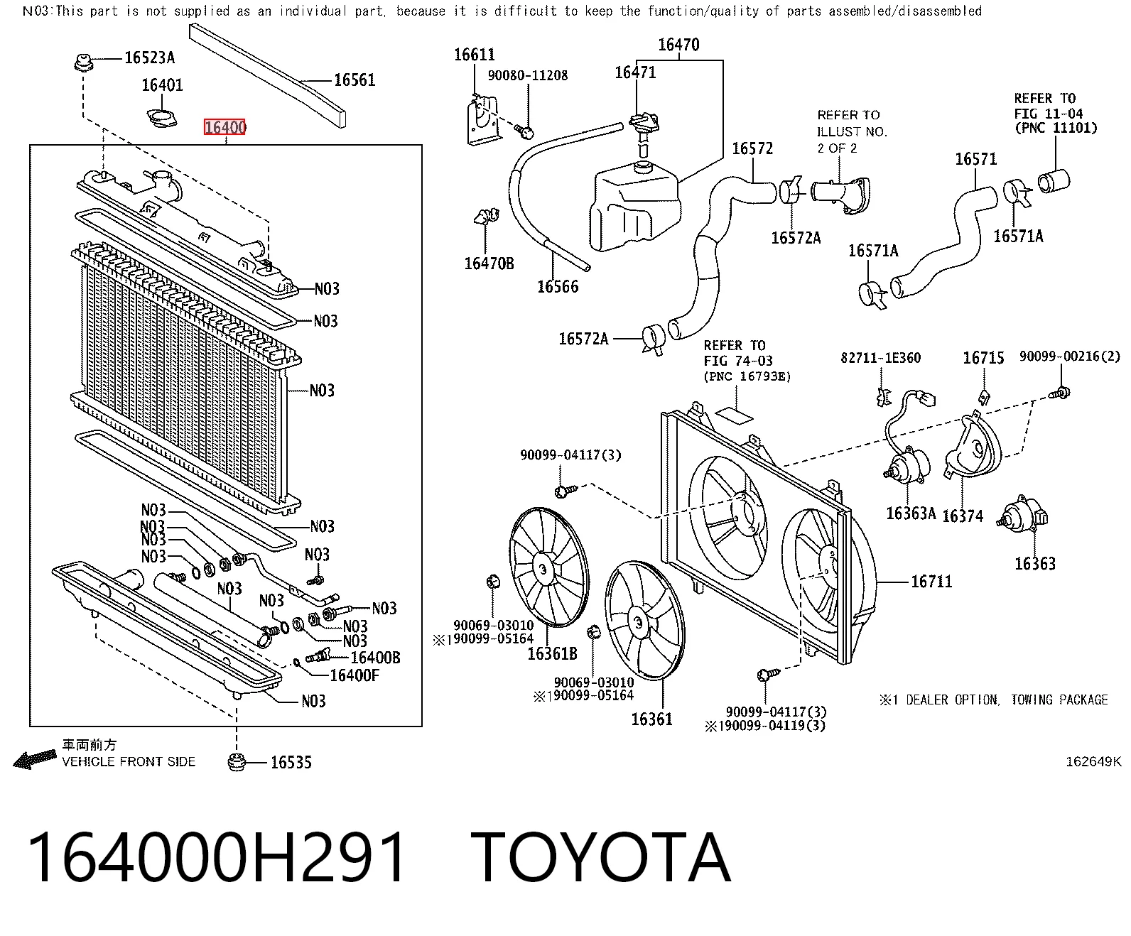 164000H291 Toyota Радіатор охолодження двигуна