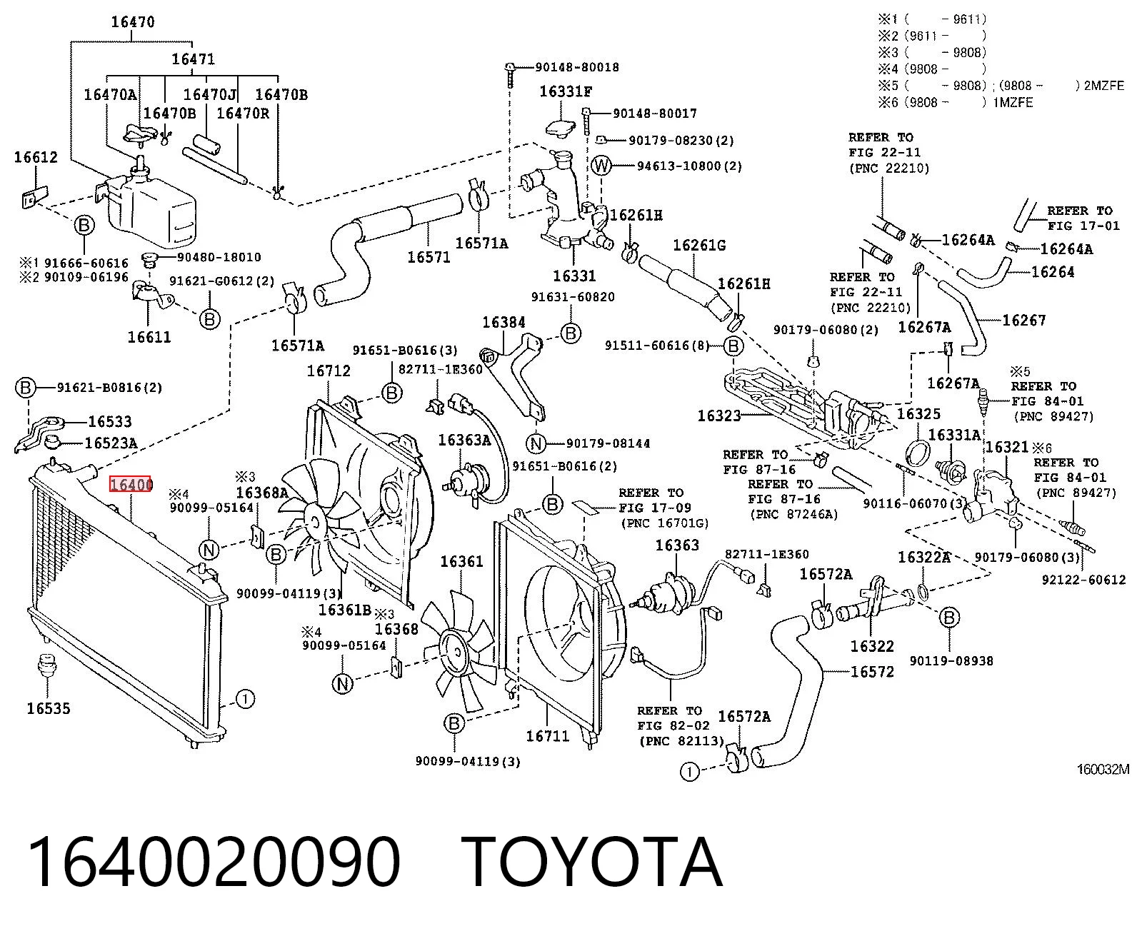 1640020090 Toyota Радіатор охолодження двигуна