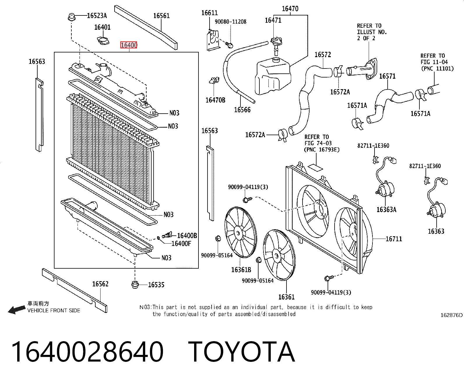 1640028640 Toyota Радіатор охолодження двигуна