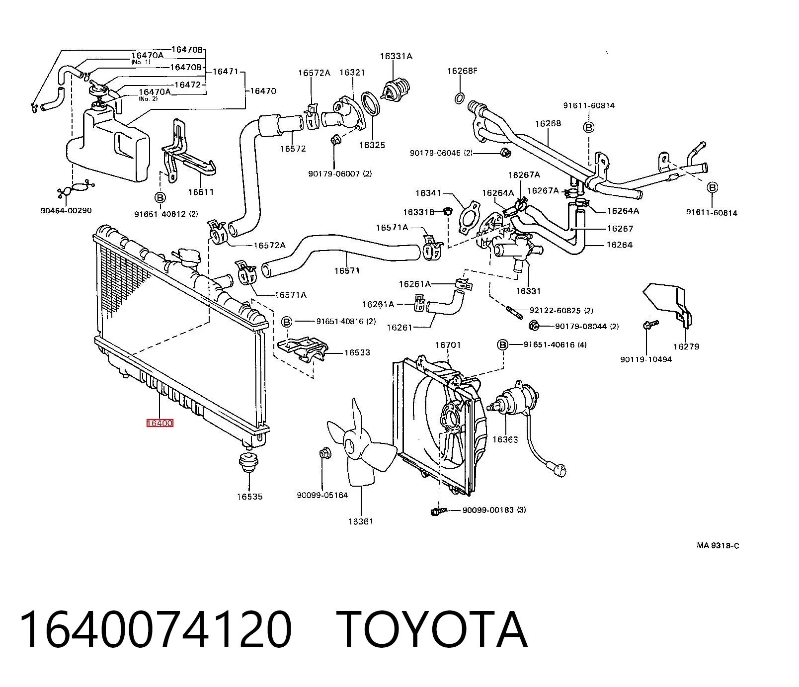 1640074120 Toyota Радіатор охолодження двигуна