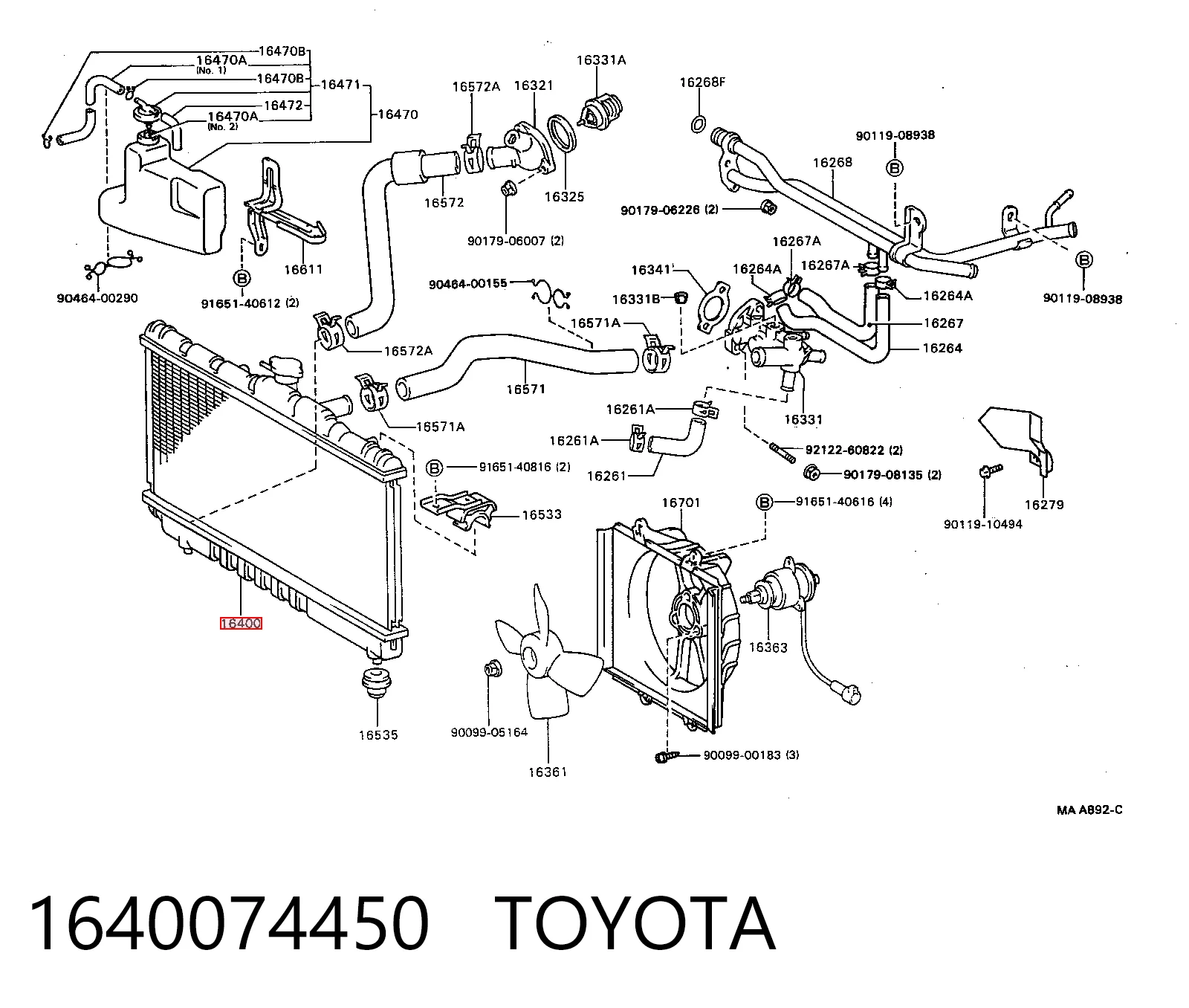 1640074450 Toyota Радіатор охолодження двигуна