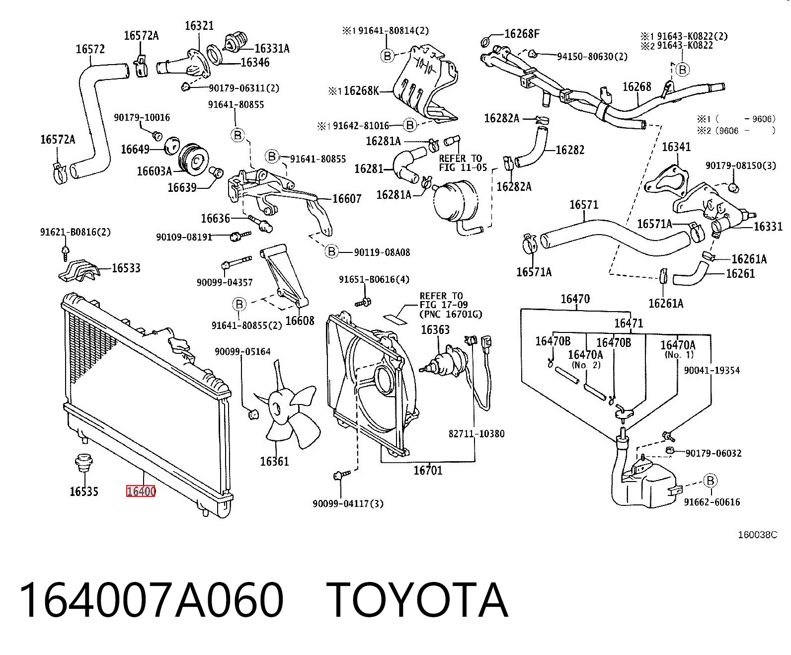 164007A060 Toyota Радіатор охолодження двигуна
