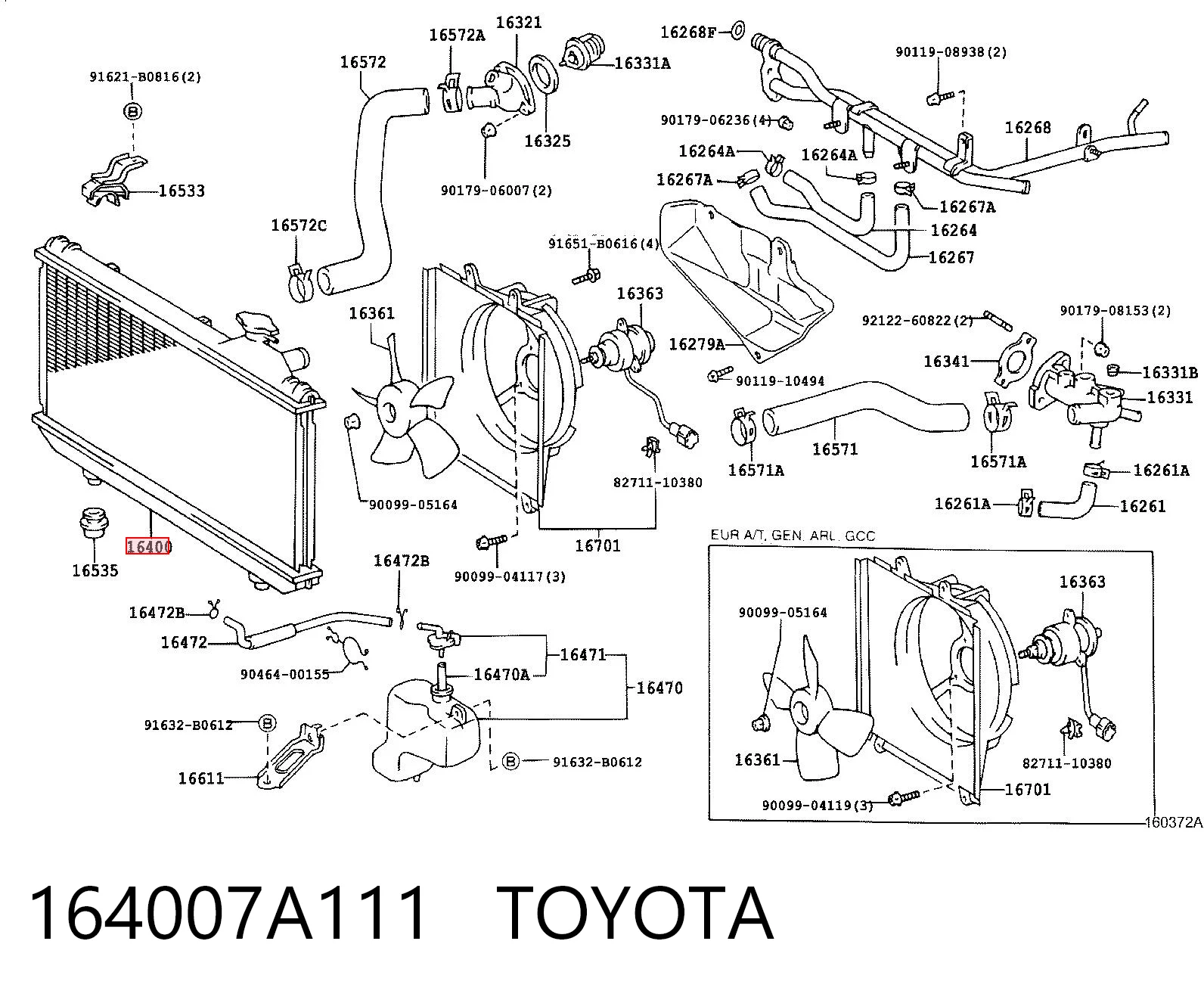 Радіатор охолодження двигуна на Toyota RAV4 I XA