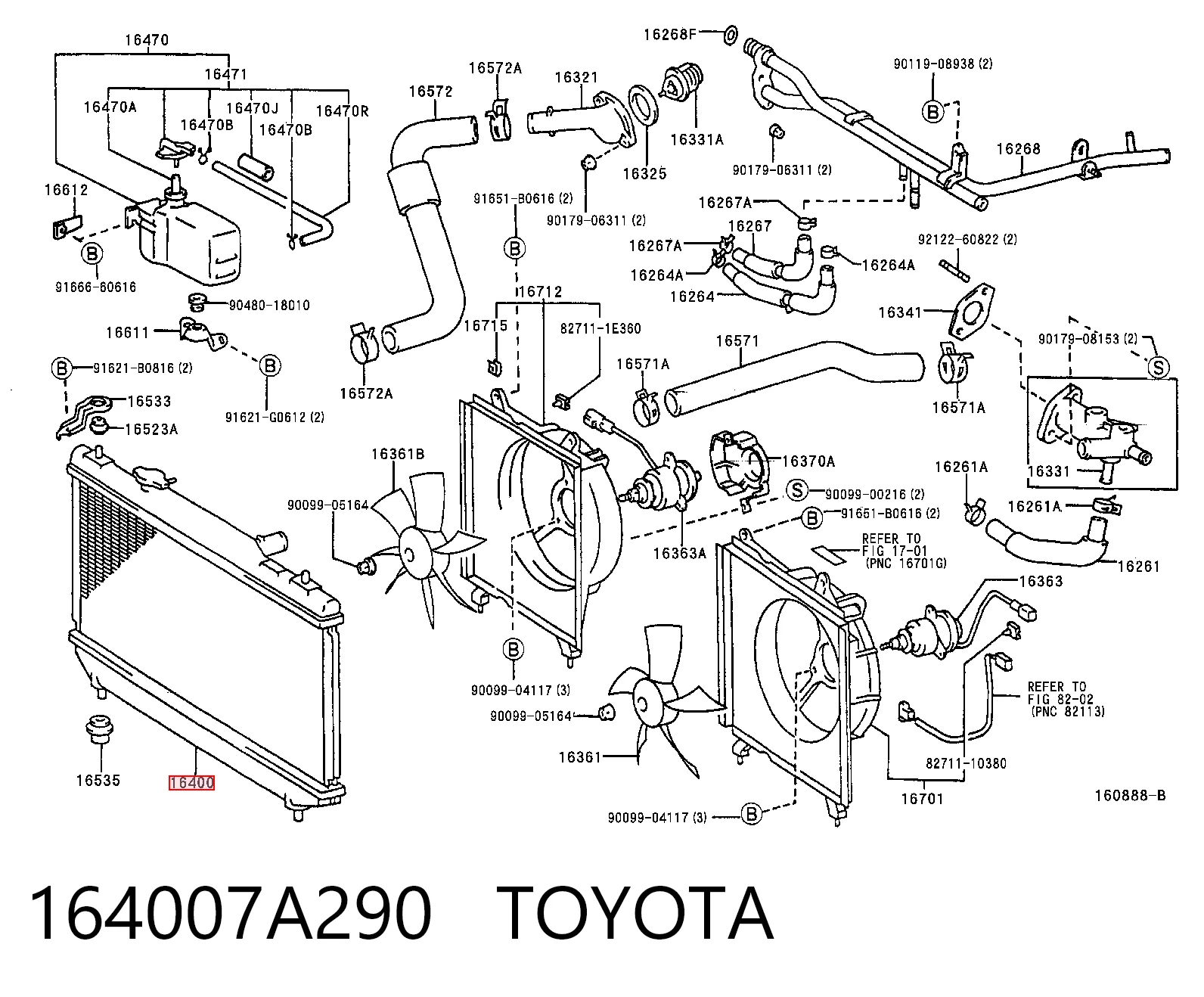 164007A290 Toyota Радіатор охолодження двигуна