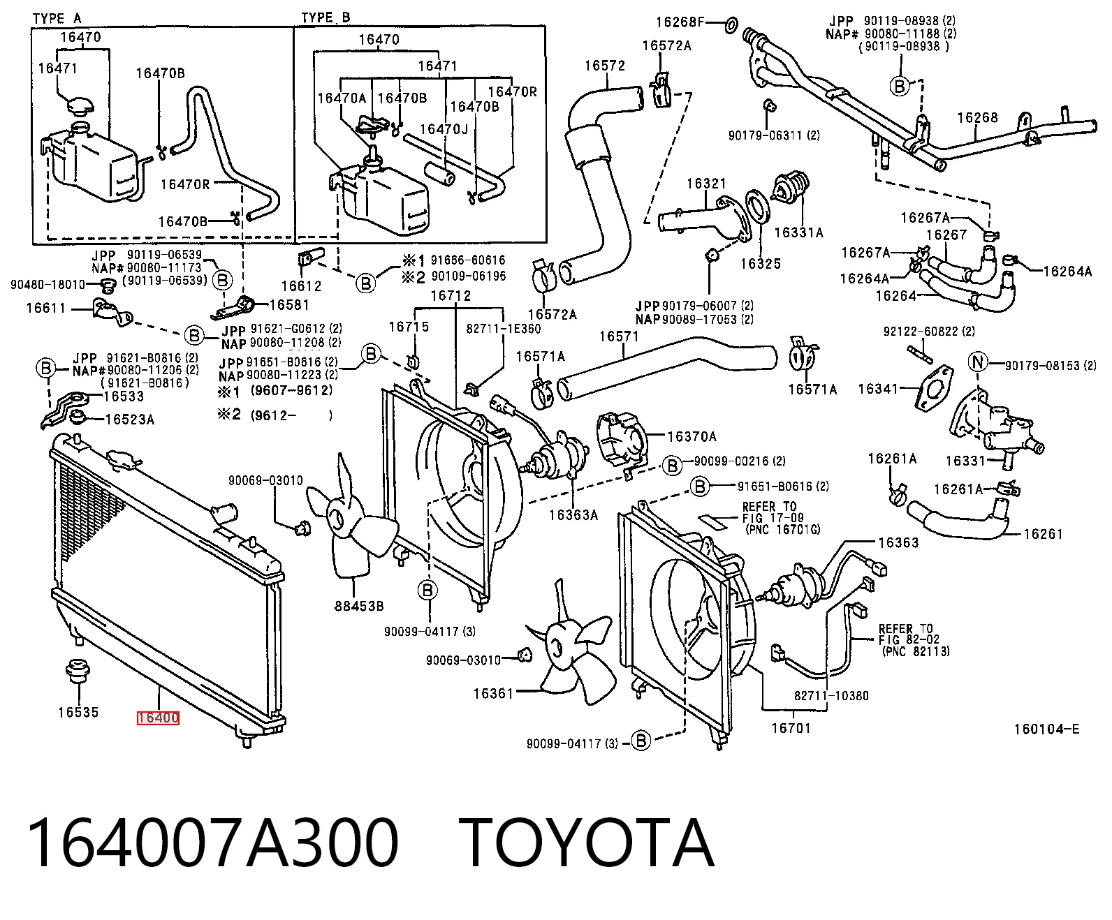 164007A300 Toyota Радіатор охолодження двигуна