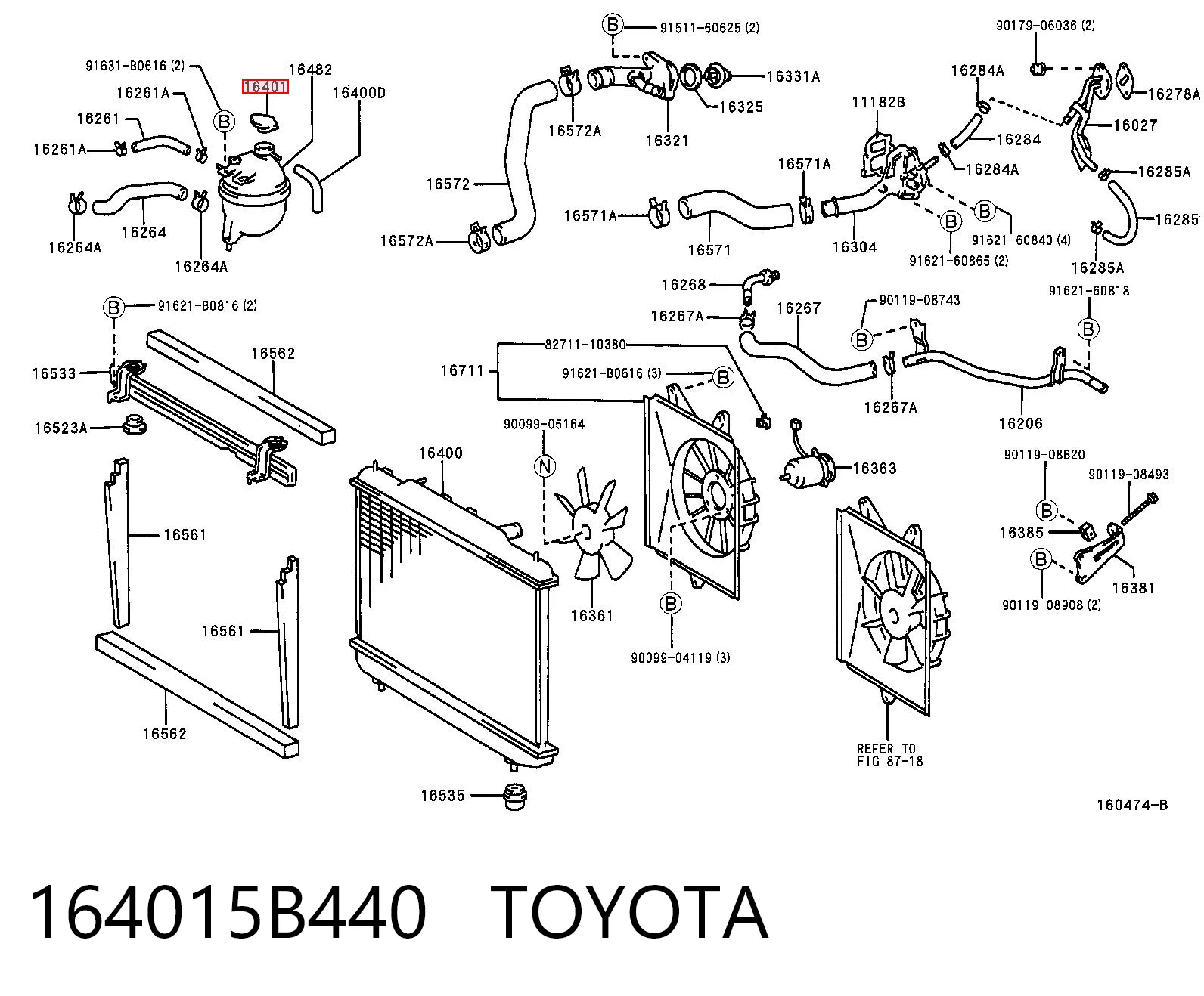 164015B440 Toyota Кришка / пробка радіатора