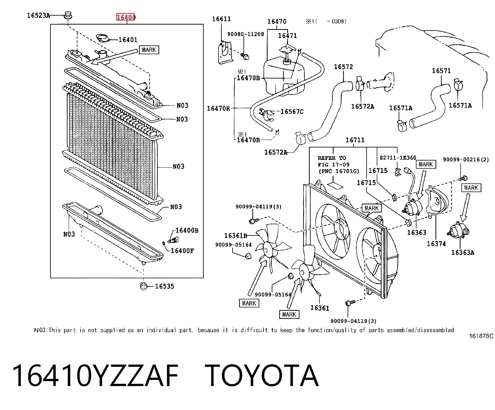 16410YZZAF Toyota Радіатор охолодження двигуна